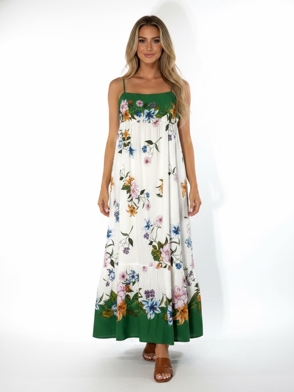 Rachel Zoe Green Floral Garden Maxi Dress